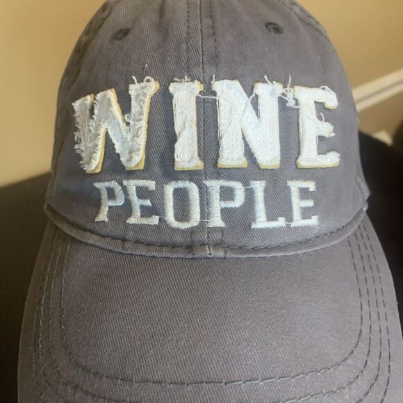 Wine People Hat Ball Cap New Orleans We People Distressed Gray Buckle Back - Picture 2 of 9